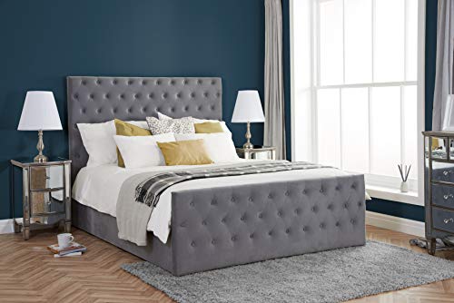 Birlea, Marquis Fabric Ottoman Storage Bed, Grey Velvet, 135cm