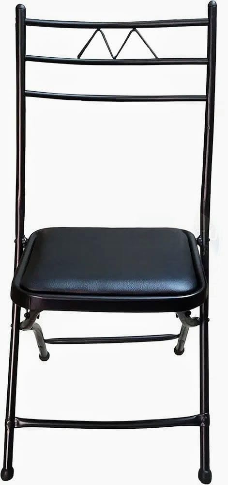 New National Metal 18 Inch Folding Chair with Cushion Seat | Heavy Duty, Space Saving Cushioned seat & Back Support with Footrest Chairs | Ideal to Study, Restaurant Cafe Shops Offices & clinics