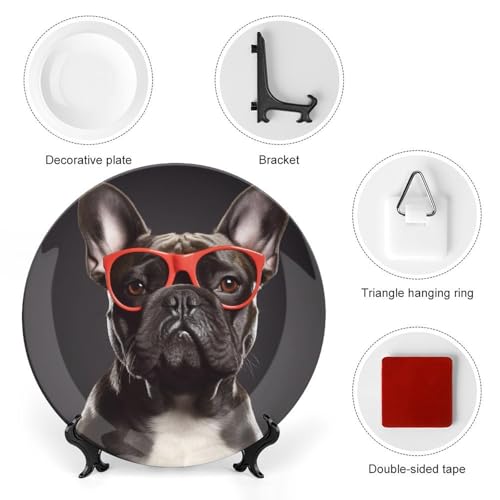 Plato decorativo de porcelana Bulldog Francés 6 pulgadas miniatura 3