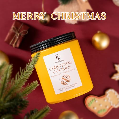 Image of Large Christmas Candle Christmas Cookies Scented, 3-Wick 22oz Long Lasting Scented Candle, Natural Soy Wax Aromatherapy Candle for Home, Holiday Candle Gifts for Women Men