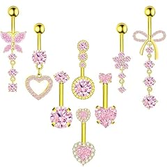 Gold Pink Belly Button Rings