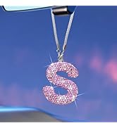 Bling Car Rear View Mirror Letter Pendant, Crystal Car Rear View Mirror Charms Letter S Car Accessories,Cute Lucky Hanging Ornament Pendant Car Hanging Accessories For Women. (Silver
