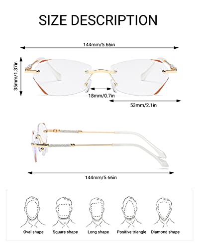 Luff Rimless Reading Glasses For Women,Fashion Lightweight Anti Blue Light Readers Classic Metal Comfortable Frame Glasses #TOP1