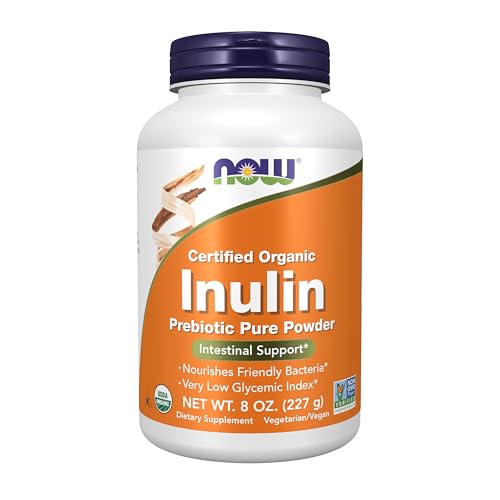 NOW Foods Supplements, Inulin Prebiotic Pure Powder, Certified Organic, Non-GMO Project Verified, Intestinal Support*, 8-Ounce