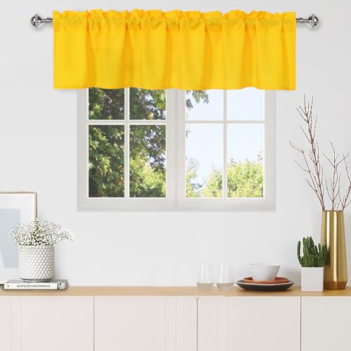 DWCN Yellow Valance Curtains, 1 Panel, 60 X 18 Inch
