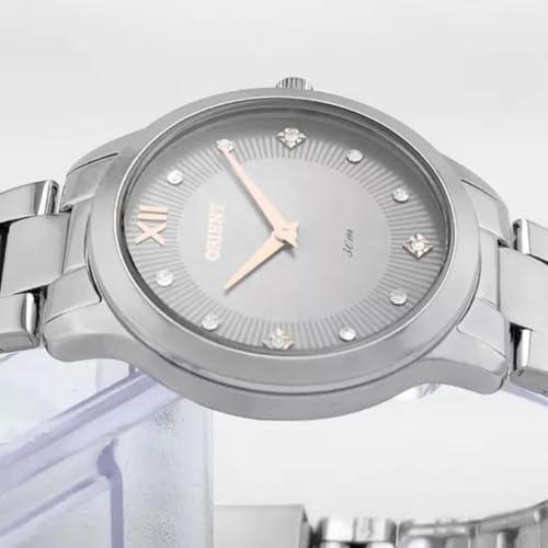 Relógio Orient Feminino Prateado Eternal Original Com Strass FBSS0134 (Mostrador Branco, Aço inoxidá