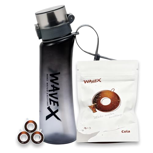 Image of WaveX Scented Water Bottle with 3 Cola Aroma Scent Pods, BPA Free, Flip Top Lid, Straw & Carry Strap Included, Enhance Hydration with Subtle Aroma Experience, No Sugar or Calories (Iron Mist Gray)