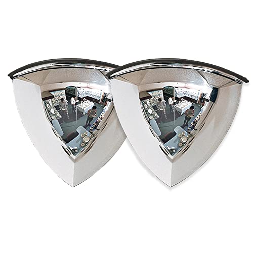 StartFine 19 Inch Quarter Dome Mirror Security and Safety Corner Mirror 1/4 Dome Convex with 90 Degree Viewing Angle 2 kits