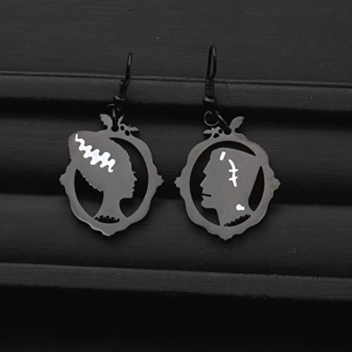 ENSIANTH Movie Inspired Gift Monster & His Bride Earrings Horror Movie Gift Halloween Party Jewelry4