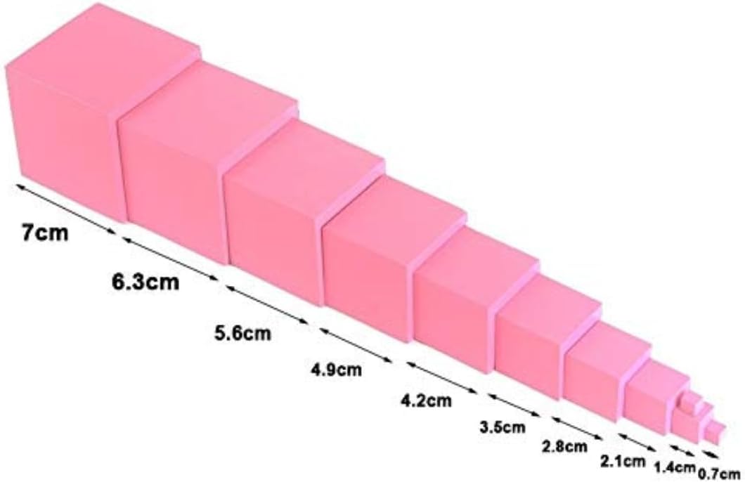 DANNI Montessori Kids Wood Math Toy Pink Tower Solid Wood Cube 0.7-7CM Early Preschool Educational Toys Christmas Children Day Gifts image 6