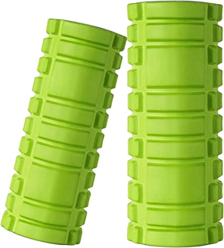 High-Density Round Foam Roller Set - 2 Rollers (12" and 13") for Muscle Massage and Myofascial Release