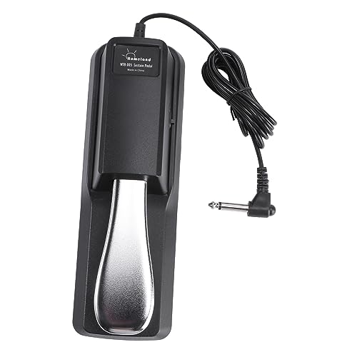 OFFSCH 005 Electronic Keyboard Sustain Pedal Black Silver Damper Pedal for Piano Keyboards Hard Plastic Plated Metal 23x7.4x5.7cm 150cm Cable 1/4 Inch
