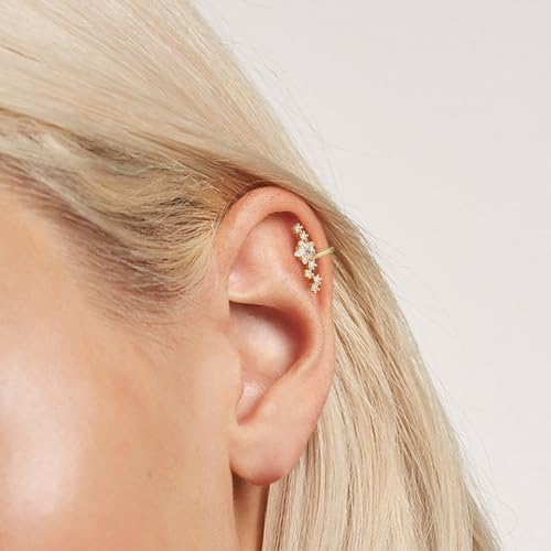 Star Gold Ear Cuff Earrings for Women Non Piercing, Dainty Gold/Sliver Clip on Cartilage Ear Cuff Non Pierced Trendy CZ Northstar Starburst Adjustable Sparkling Ear Cuffs Earring Jewelry4