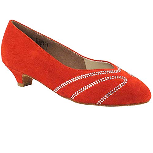 Women's Ballroom Dance Shoes Salsa Latin Practice Dance Shoes Red Suede Cd5504Eb Comfortable - Very Fine 1.1" Heel 7 M Us [Bundle Of 4] #TOP10