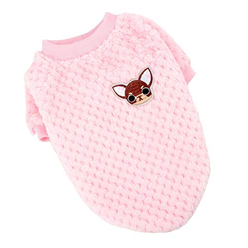 SELMAI Pullover für Kleine Hunde Mittelgroße Weich Warm Flauschiger Kleider Welpe Chihuahua Mantel Dackel Plüsch Kleidung Katzen Haustiere Tägliche Tragen Winddichtes Kaltes Wetter Winter Rosa M