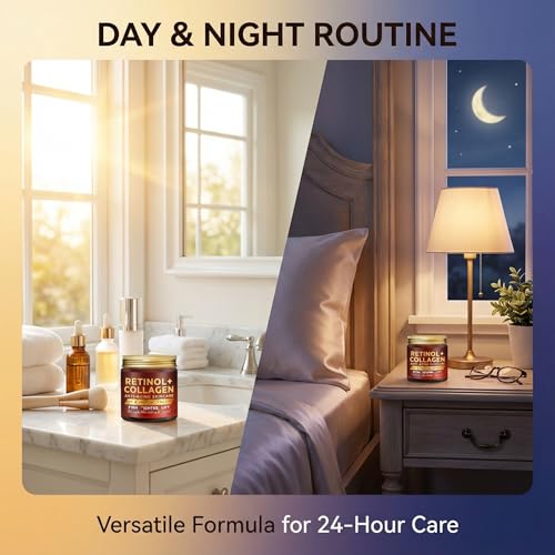 Grospe Retinol Cream for Face, Anti Aging Face Moisturizer with Collagen Hyaluronic Acid for Women Men Day Night Wrinkle Cream Firming Tightening Lifting Hydrating Skin Care for Face Neck, 2.82 oz