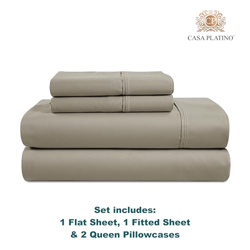 Casa Platino CP10004C-QN-SVL 1000 Thread Count Sheets Queen Size, 4 Pieces, Cotton Rich High Tread Count Sheets thumb #6