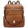 KKXIU Backpack Purse for Women – Multi-pocket Leather backpack for Travel, Work & School with Anti-Theft Lock Pocket, Luggage Strap & Water Bottle Pockets – 13x14x5.2 Inch, 1.67lb (Brown)