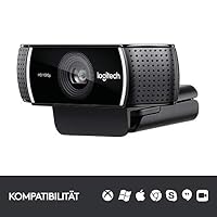 Logitech C922 PRO Webcam mit Stativ, Full-HD 1080p, 78° Sichtfeld, Autofokus, Belichtungskorrektur, H.264-Kompression, USB-Anschluss, Für Streaming via OBS, Xsplit, etc. - Schwarz – Ansicht 9