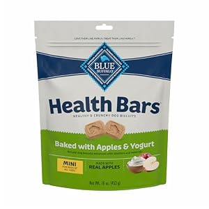 Blue Buffalo Health Bars Mini Crunchy Dog Biscuits Oven Baked with Natural Ingredients Apples Yogurt 16 oz Bag