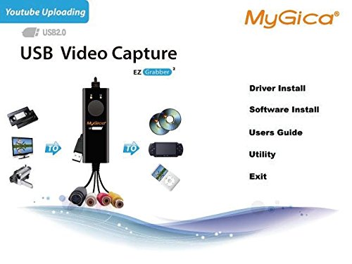 MyGica Multimedia USB 2.0 One Touch VHS to DVD Video Capture Device with Easy to use Software, (Analog S-Video/RCA to USB,VHS to DVD,VCR Player) Convert, Edit and Save to Digital Files