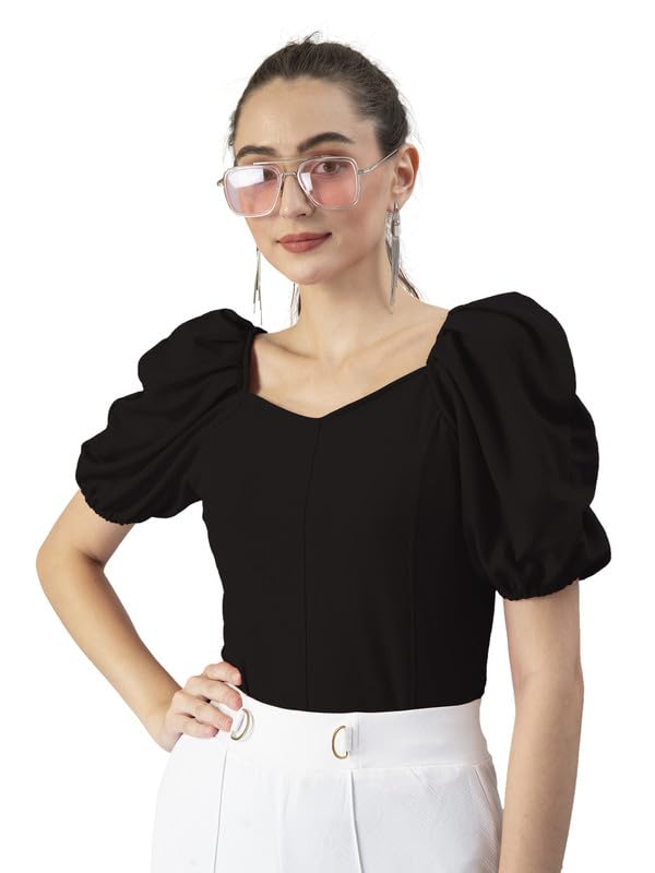 Dream Beauty Fashion Women's Puff/Baloon Sleeves V-Neck Casual Top (Top-MG-2) - Review, Price and Buying Guide