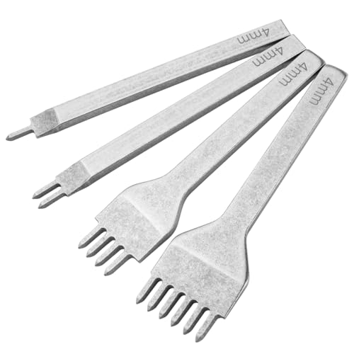 Treki 4PCS Outils de Couture de Poinçon de Trou en Cuir 4mm Poinçon de Couture à Griffes en...
