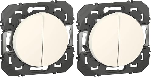 LEGRAND - Interrupteur Mural Double ou Va-et-vient 10AX dooxie - Commande d'Éclairage (Sans Plaque) - Prêt à Installer - Fabriqué En France - Blanc (Lot de...