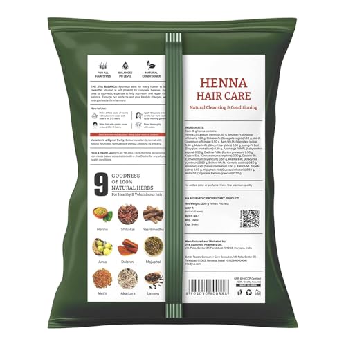 Image of Jiva Natural Henna Powder for Hair 200g | Mehendi /Mehandi Powder for Natural Hair Colour Without Chemical | Nourishes Hair & Roots | Controls Dandruff, Itchy Scalp & Frizzy Hair - Pack of 1