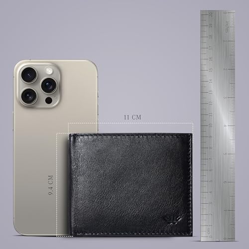 Image of Leather Wallet for Men, Gifts for Men, Handcrafted Minimalist Mens Slim Bifold Wallet, Anti-Theft RFID Blocking Wallet for Men's, Bi-fold -Black