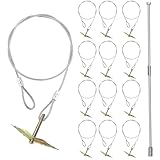 12-Pack Ground Earth Anchors with Drive Steel Tool - 30' x 1/8' Cable Hook Anchors for Sheds, Greenhouses, Carports, Gazebos, Tents, Swing Sets, and More (Single Layer 12pcs)