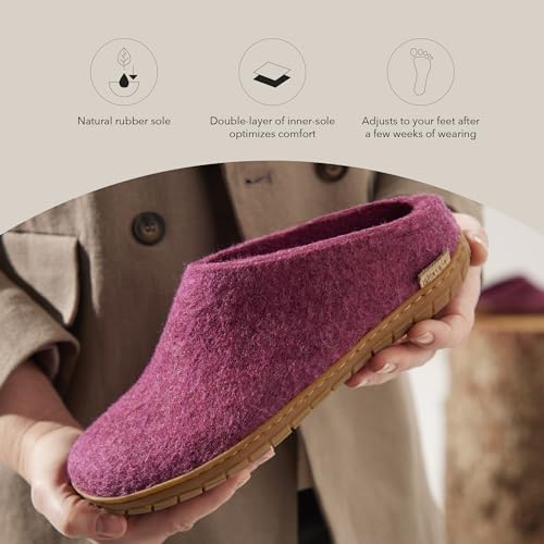 Image of Glerups 100% quality wool mix Slipper with rubber sole - Unisex Slip-on