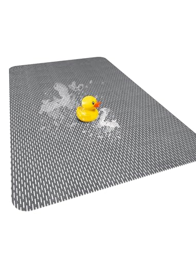 Image of Extra Large Non Slip Shower Mat, Yonala 59.1 inch x 35.4 inch Anti Slip Oversize Shower Mat for Inside Shower, Big Trimmable PVC Shower Floor Mat for Shower Stall, Bathroom, Tub, Quick Drying Matt