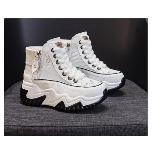 Lightweight Dad Chunky Sneakers for Women Leather Lace Mesh Platform Wedge Sandals Zipper High Top Summer Comfort Shoes4
