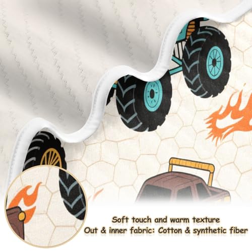 Custom Colorful Truck Fire Beige carseat Blankets for Babies Soft Custom Prints Image Baby Blanket for Newborns, Infants, & Toddlers 30x40in Manta de Algodon para2