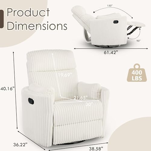 Nursery Rocking Chair - Comfy 360 Swivel Recliner