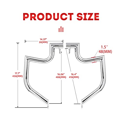 Gamyipp 1.5" Fat Crash Bar Engine Guard Highway Bar For Kawasaki Vulcan 900 Vn900 Classic Custom 2006-2019 (Silver) #TOP4