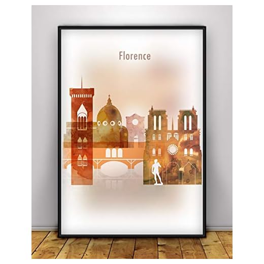 Florence Cityscape Print, Italy Skyline Vertical Poster, Wall art, Italy Cityscape, Firenze Skyline, Colorful City Poster, Bedroom Decor