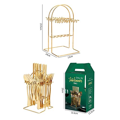Ensemble de couverts 24 pièces acier inoxydable vert pour table et cuisine