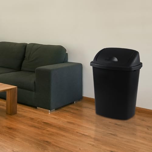 Set de 4 canecas de basura de plástico de 6 galones con tapa basculante, negro miniatura 5
