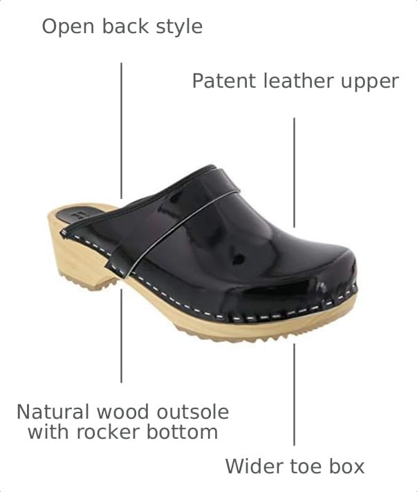 Image of Bjork Maja Wood Open Back Leather Clogs