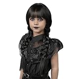 MUPUL Long Braid Wig With Bangs Black Braided Wig Girls Halloween costume Wigs For Kids