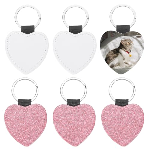 Porte-clés sublimation en cuir synthétique rose anti-décoloration pour création x6