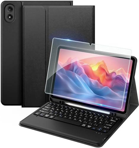 EasyAcc Tastatur Hülle Kompatibel mit Xiaomi Redmi Pad 2 Pro 12.1 Zoll 2025 mit Schutzfolie [QWERTZ Deutsches] Abnehmbar Tastatur Schutzhülle mit Pencil Halter (Schwarz)