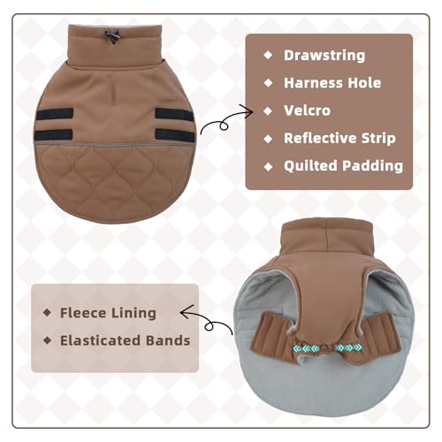 Hjumarayan Hundemantel Französische Bulldogge, Wattierend Jacke Warme Mantel Hund Geschirröffnung, Wintermantel Gefüttert für Französische Bulldogge, Mops, Westie (Braun M)