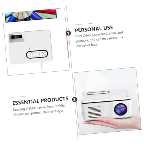 Mini projecteur portable LED blanc en PVC avec lecteur multimédia