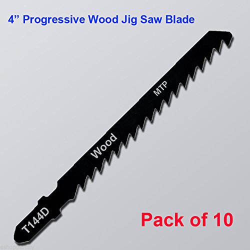 10x T144D 4" 100mm T-Shank Progressive Wood Cut Jig Saw Blades fits Bosch HCS
