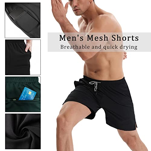 HOPLYNN Mens Running 2 in 1 Sports Shorts Breathable Outdoor Workout Training Shorts with Pockets Black M - Image 2