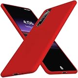 mneudedu ケース 対応 Xperia 1 III 用の ケース 耐衝撃 シリコン TPU SO-51B / SOG03 カバー 薄型 軽量 柔軟 磨り表面 衝撃吸収 指紋防止 ワイヤレス充電対応 ストラップホール付き 指紋防止 防塵 耐久 携帯便利 赤120-Xp1 III-10