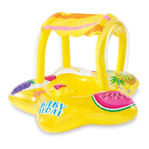 Intex 56573EP Outdoor Swimming Pool Inflatable Comfortable Shaded Canopy Starfish Lounger Baby Toddler Float Safety Raft Yellow
